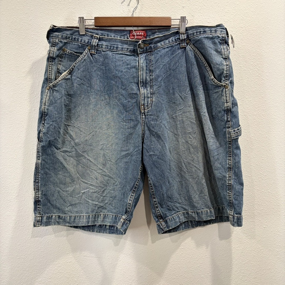 Vintage Y2K Chaps Denim Carpenter Shorts Mens 40 Baggy Jorts Workwear Blue Jeans